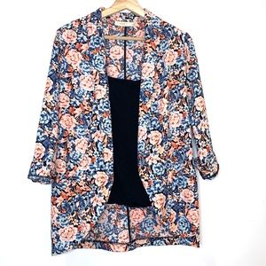 Women Lush Floral Open Front Blazer Size XS